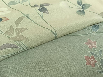 平和屋着物▽訪問着　単衣　友禅　枝花文　正絹　逸品　AABE4275jh