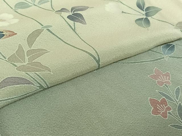 平和屋着物▽訪問着　単衣　友禅　枝花文　正絹　逸品　AABE4275jh