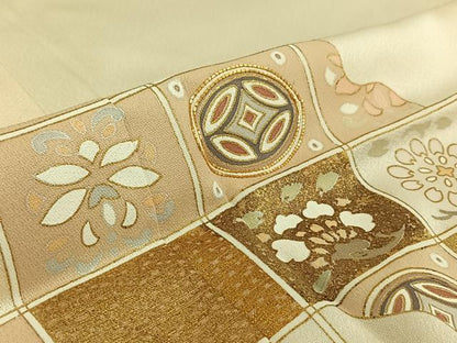 平和屋着物▽訪問着 単衣 駒刺繍 花籬文 金彩 鈴乃屋扱い 正絹 逸品 AABE4276jh