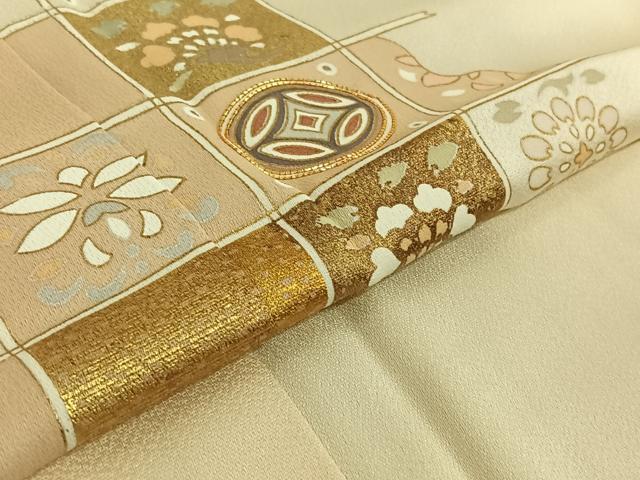 平和屋着物▽訪問着 単衣 駒刺繍 花籬文 金彩 鈴乃屋扱い 正絹 逸品 AABE4276jh