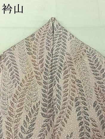 平和屋着物▽小紋 単衣 草葉文 洗える着物 AABE4279jh