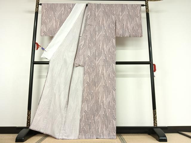 平和屋着物▽小紋 単衣 草葉文 洗える着物 AABE4279jh