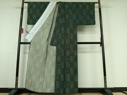 平和屋着物▽上質な小紋 単衣 琉球絣文様 正絹 逸品 AABE4280jh