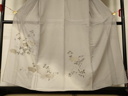 平和屋着物＊夏物 訪問着 絽 手描き 地紙草花文 暈し染め 金銀彩 正絹 逸品 AABE4281jd