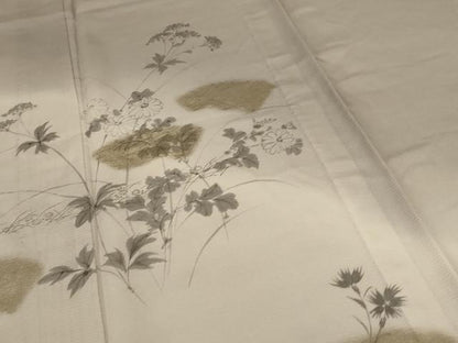 平和屋着物＊夏物 訪問着 絽 手描き 地紙草花文 暈し染め 金銀彩 正絹 逸品 AABE4281jd
