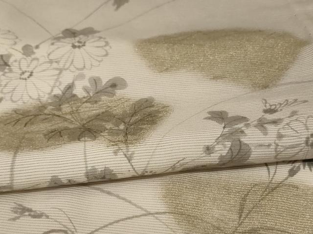 平和屋着物＊夏物 訪問着 絽 手描き 地紙草花文 暈し染め 金銀彩 正絹 逸品 AABE4281jd