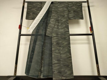 平和屋着物＊夏物 江戸小紋 絽 流水花文 正絹 逸品 AABE4282jd