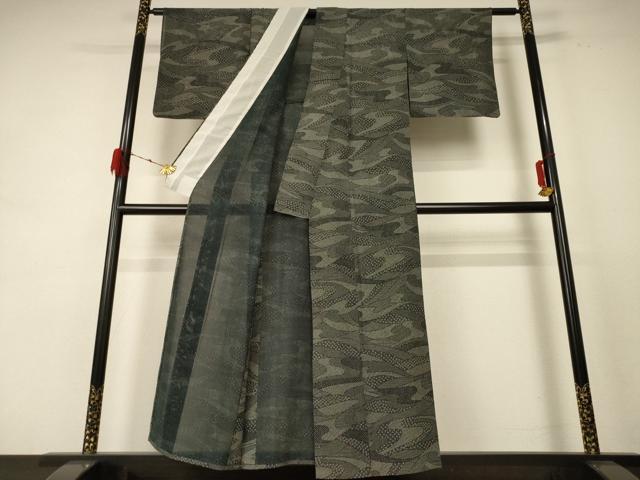平和屋着物＊夏物 江戸小紋 絽 流水花文 正絹 逸品 AABE4282jd