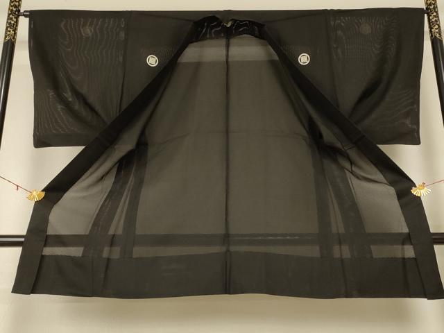 平和屋着物＊夏物 男性 黒紋付 羽織 正絹 逸品 AABE4287jd