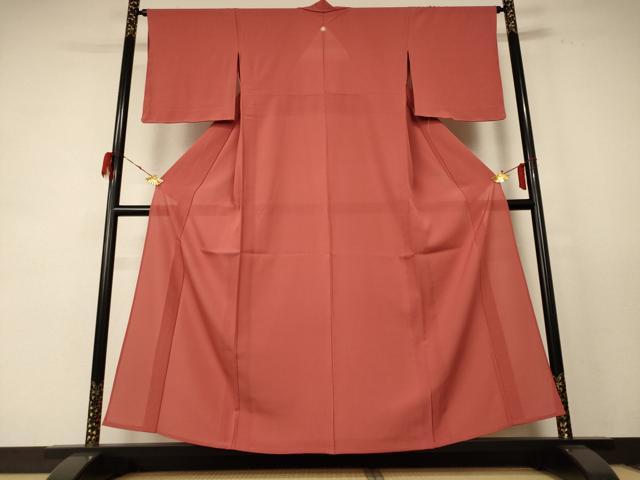 平和屋着物＊夏物 色無地 絽 紅樺色 正絹 逸品 AABE4292jd