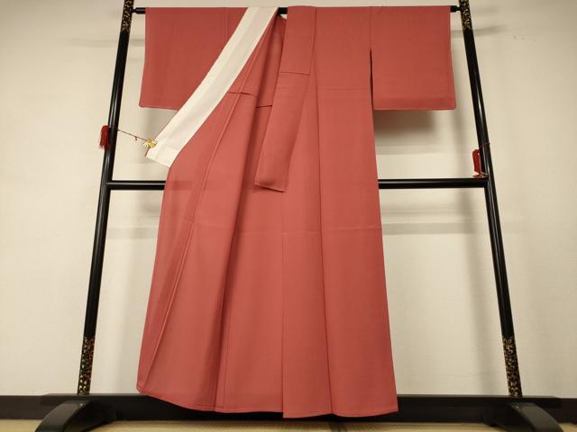 平和屋着物＊夏物 色無地 絽 紅樺色 正絹 逸品 AABE4292jd
