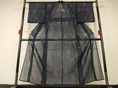 平和屋着物＊夏物 紗紬 壺垂れ花文 正絹 逸品 AABE4294jd
