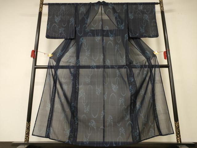 平和屋着物＊夏物 紗紬 壺垂れ花文 正絹 逸品 AABE4294jd