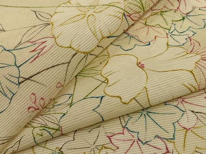 平和屋着物＊夏物 小紋 絽 手描き 草花文 正絹 逸品 AABE4295jd