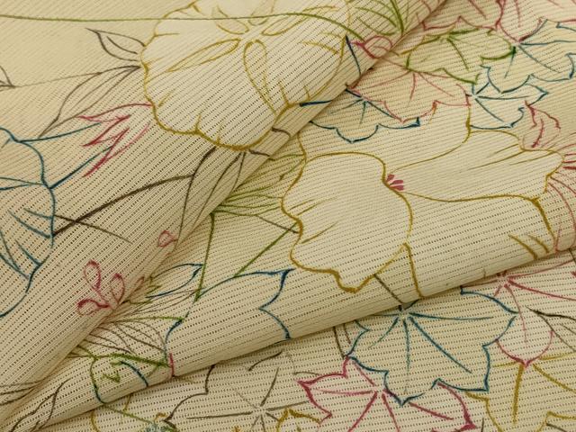 平和屋着物＊夏物 小紋 絽 手描き 草花文 正絹 逸品 AABE4295jd