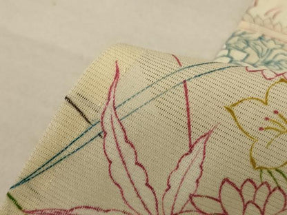 平和屋着物＊夏物 小紋 絽 手描き 草花文 正絹 逸品 AABE4295jd