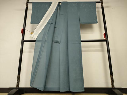 平和屋着物＊夏物 色無地 絽縮緬 湊鼠色 正絹 逸品 AABE4297jd