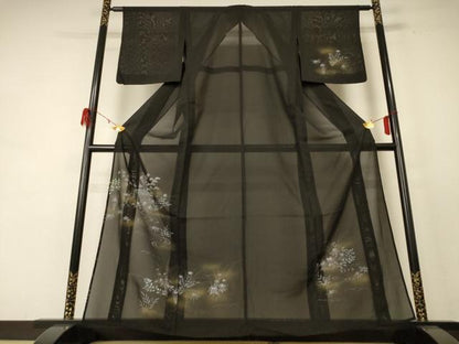 平和屋着物＊夏物 訪問着 絽 手描き 流水草花文 暈し染め 正絹 逸品 AABE4302jd