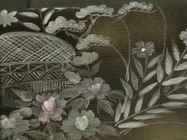 平和屋着物＊夏物 訪問着 絽 手描き 流水草花文 暈し染め 正絹 逸品 AABE4302jd