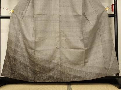 平和屋着物▽訪問着 単衣 紬地 刺繍 箔散らし文様 正絹 逸品 未使用 AABE4309jd