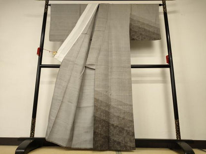 平和屋着物▽訪問着 単衣 紬地 刺繍 箔散らし文様 正絹 逸品 未使用 AABE4309jd