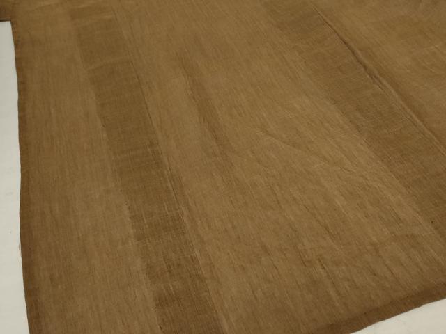 平和屋着物＊夏物 男性 本場小千谷ちぢみ 色無地 朽葉色 麻 逸品 AABE4319jd