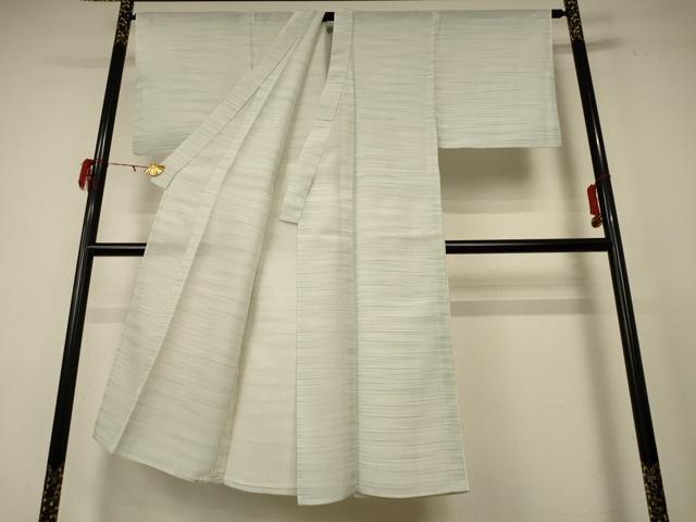 平和屋着物＊夏物　男性　小紋　紗　横縞　正絹　逸品　AABE4320jd