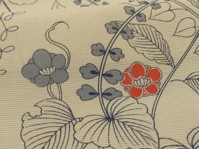 平和屋着物＊夏物 小紋 絽 草花文 正絹 逸品 AABE4321jd