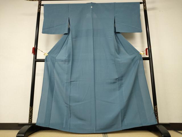 平和屋着物＊夏物 色無地 縦絽 藍鼠色 正絹 逸品 AABE4329jd