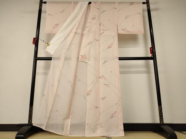 平和屋着物＊夏物 小紋 絽 枝花文 正絹 逸品 AABE4338jd