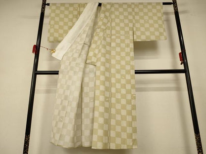 平和屋着物＊夏物 小紋 絽 市松文様 兎 正絹 逸品 AABE4340jd
