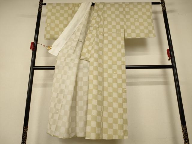 平和屋着物＊夏物 小紋 絽 市松文様 兎 正絹 逸品 AABE4340jd