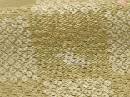 平和屋着物＊夏物 小紋 絽 市松文様 兎 正絹 逸品 AABE4340jd