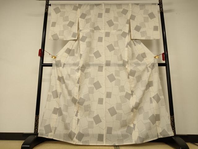 平和屋着物＊夏物 小紋 紗 色紙文 洗える着物 AABE4345jd