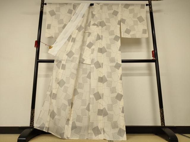 平和屋着物＊夏物 小紋 紗 色紙文 洗える着物 AABE4345jd