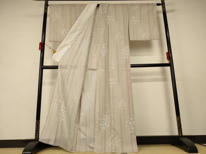 平和屋着物＊夏物 小紋 絽 草花文 洗える着物 AABE4347jd