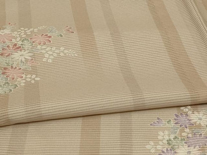 平和屋着物＊夏物 小紋 絽 草花文 洗える着物 AABE4347jd