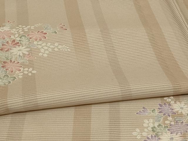 平和屋着物＊夏物 小紋 絽 草花文 洗える着物 AABE4347jd