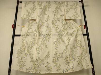 平和屋着物＊夏物 小紋 絽 草花文 正絹 逸品 AABE4348jd