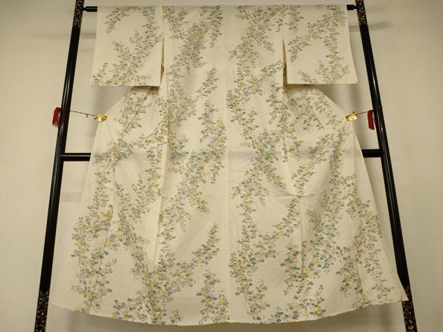 平和屋着物＊夏物 小紋 絽 草花文 正絹 逸品 AABE4348jd