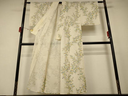 平和屋着物＊夏物 小紋 絽 草花文 正絹 逸品 AABE4348jd