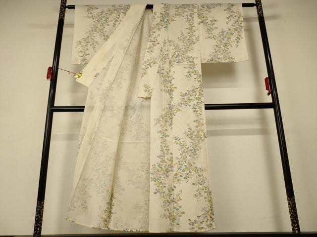 平和屋着物＊夏物 小紋 絽 草花文 正絹 逸品 AABE4348jd