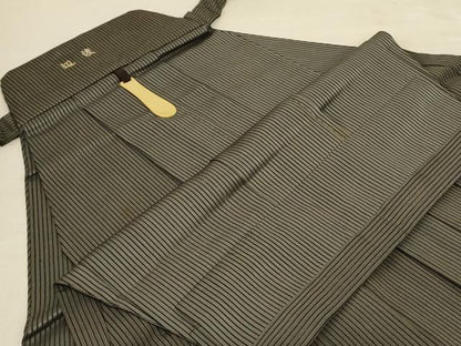 平和屋着物＊夏物 男性 行灯袴 縞 正絹 逸品 AABE4349jd