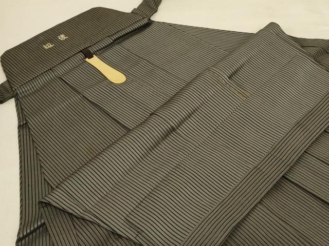 平和屋着物＊夏物 男性 行灯袴 縞 正絹 逸品 AABE4349jd