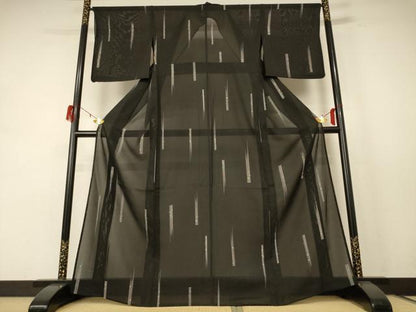 平和屋着物＊夏物 小紋 絽 幾何学文様 正絹 逸品 AABE4353jd