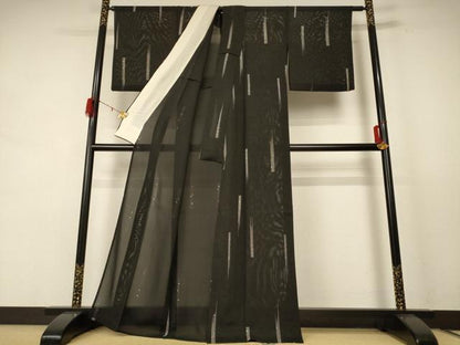 平和屋着物＊夏物 小紋 絽 幾何学文様 正絹 逸品 AABE4353jd