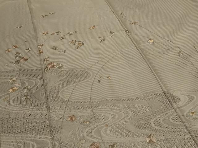 平和屋着物＊夏物 訪問着 絽 刺繍 流水草花文 正絹 逸品 AABE4354jd
