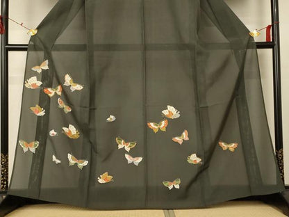 平和屋着物＊夏物　訪問着　絽　舞蝶文　金彩　正絹　逸品　AABE4355jd