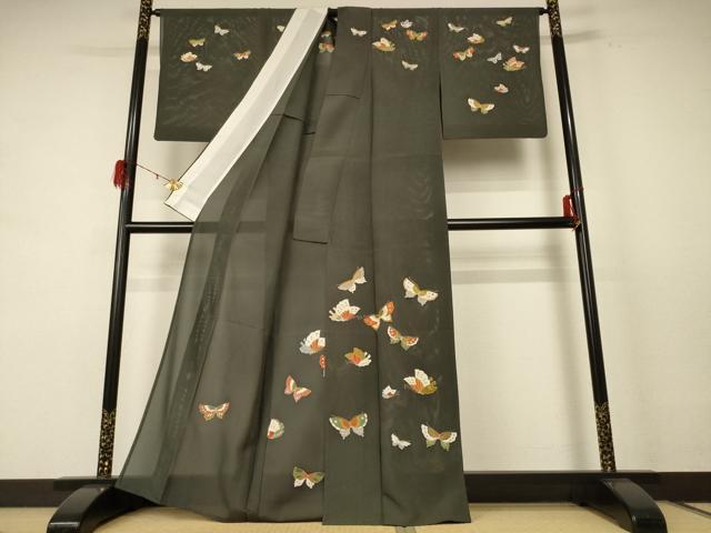 平和屋着物＊夏物　訪問着　絽　舞蝶文　金彩　正絹　逸品　AABE4355jd