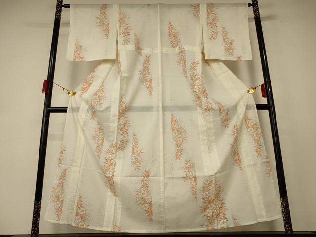 平和屋着物＊夏物 小紋 絽 草花文 正絹 逸品 AABE4359jd